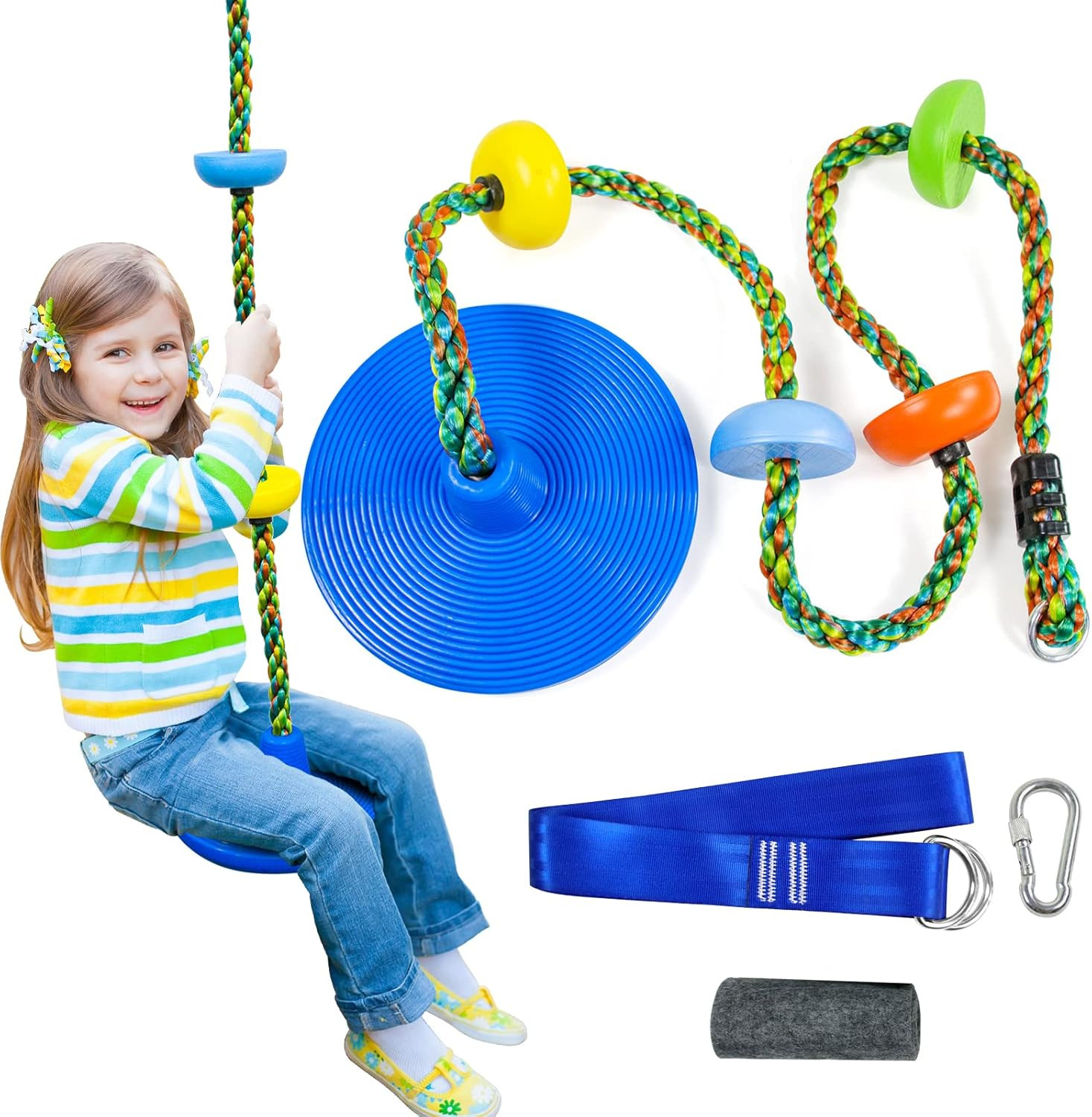 Tree Swing for Kids,Climbing Rope with Platforms,Disc Swing Seat Set Outdoor Pla