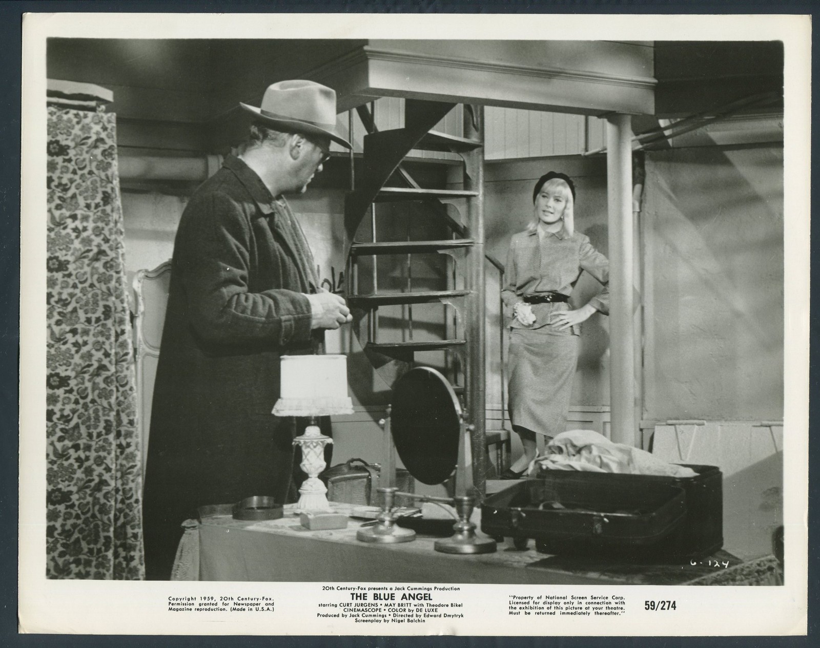 CURT JURGENS MAY BRITT in The Blue Angel '59 STAIRS