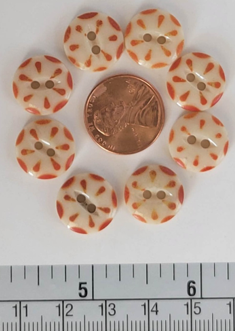 8 ANTIQUE #3 CHINA STENCIL buttons--ORANGE-- MEDIUM