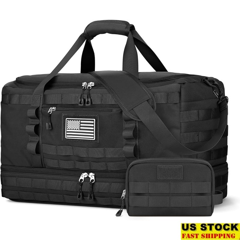 Carry On Luggage Tactical Duffle Bag Gym Weekend Travel Bag W/ Shoe Compartment