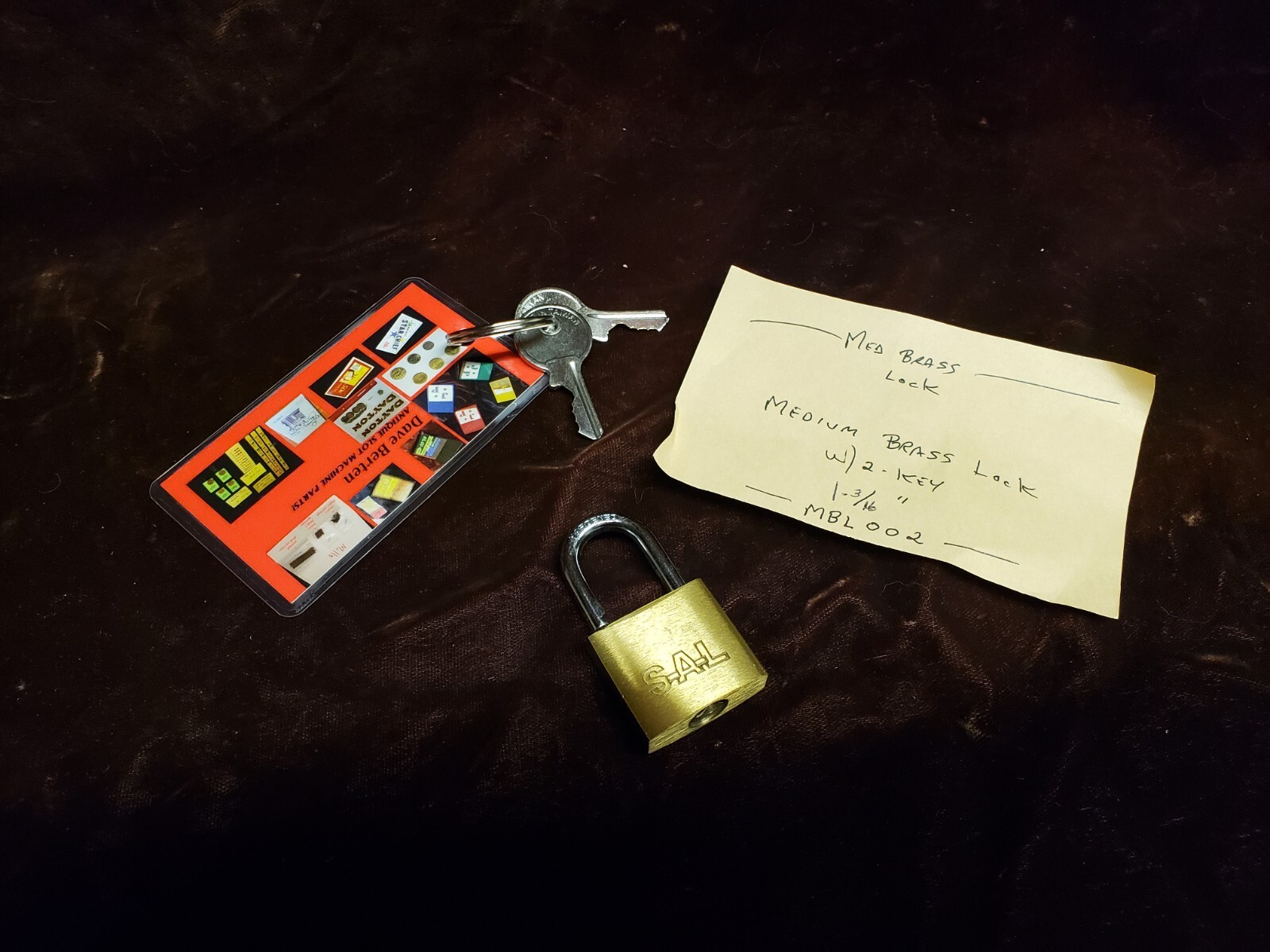 REPLACMENT  MED 1-3/16" MEDIUM BRASS PAD LOCK With 2 Keys