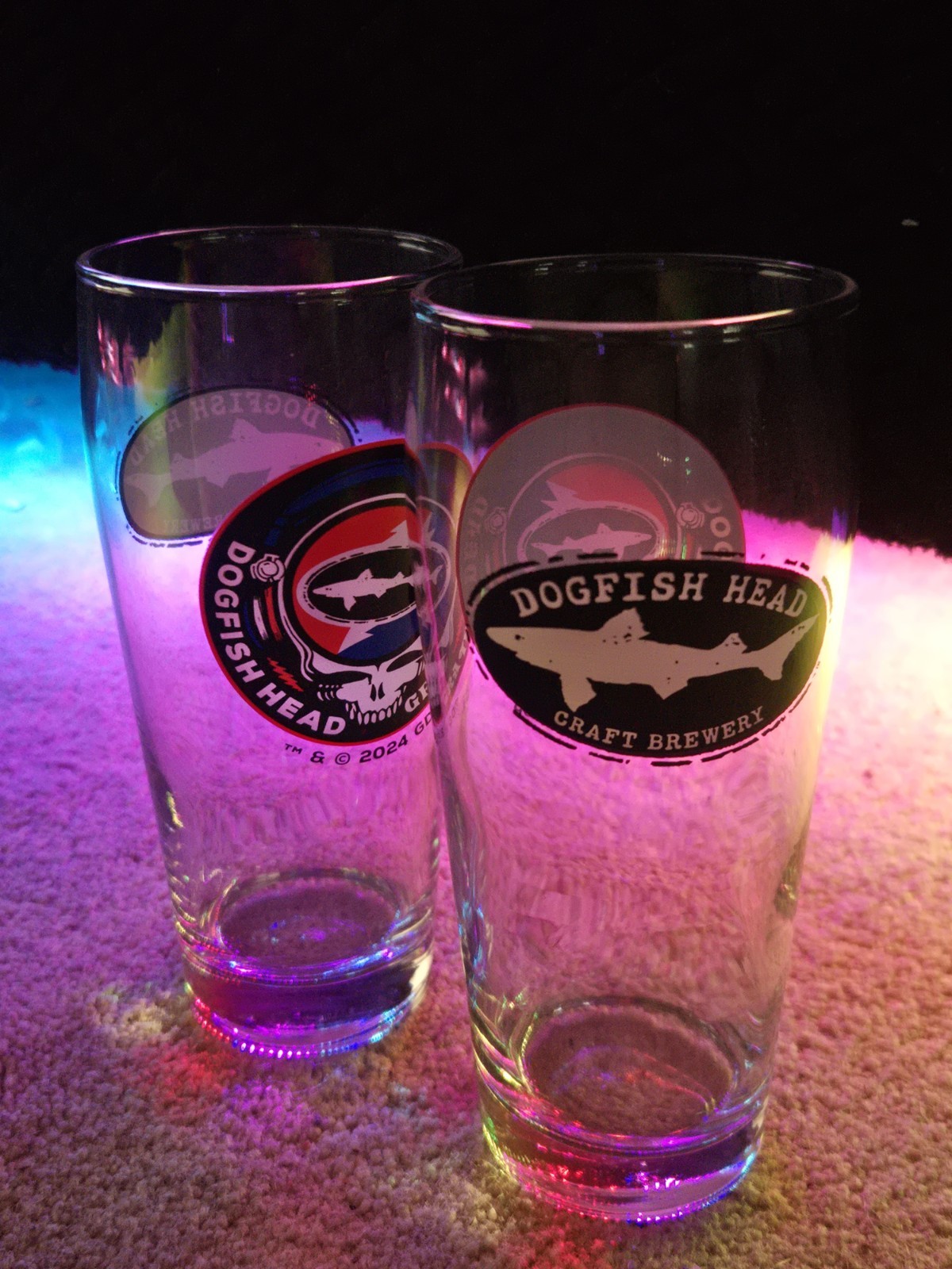Pair Of Dogfish Head / Grateful Dead Pint Glasses Dog Fish