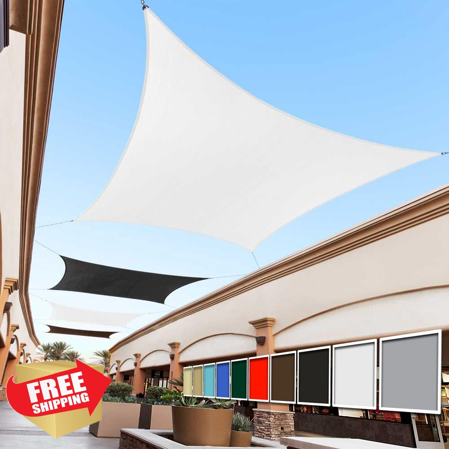 Royal Shade White 8'x14' Rectangle Sun Sail UPF50+ Heavy Duty Patio Canopy