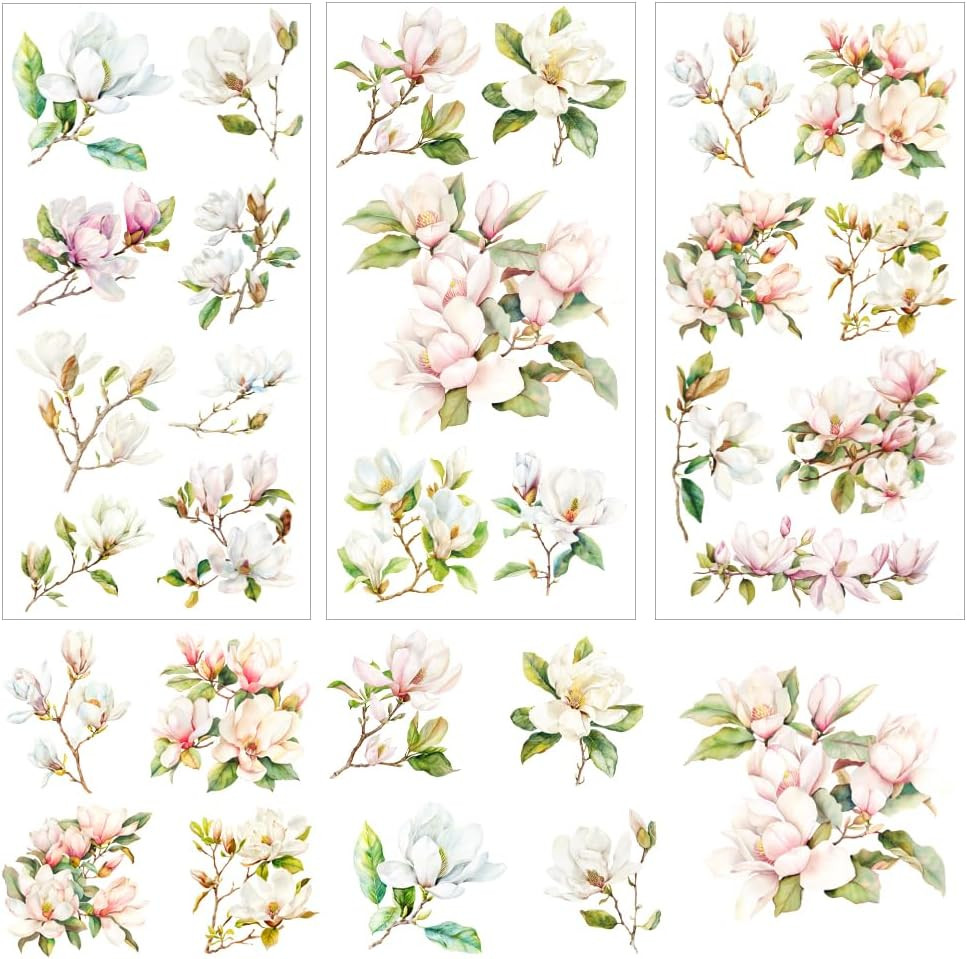 3 Sheet Floral Furniture Transfers 6"X12" Rub on Vintage Flower Rub on Transfers