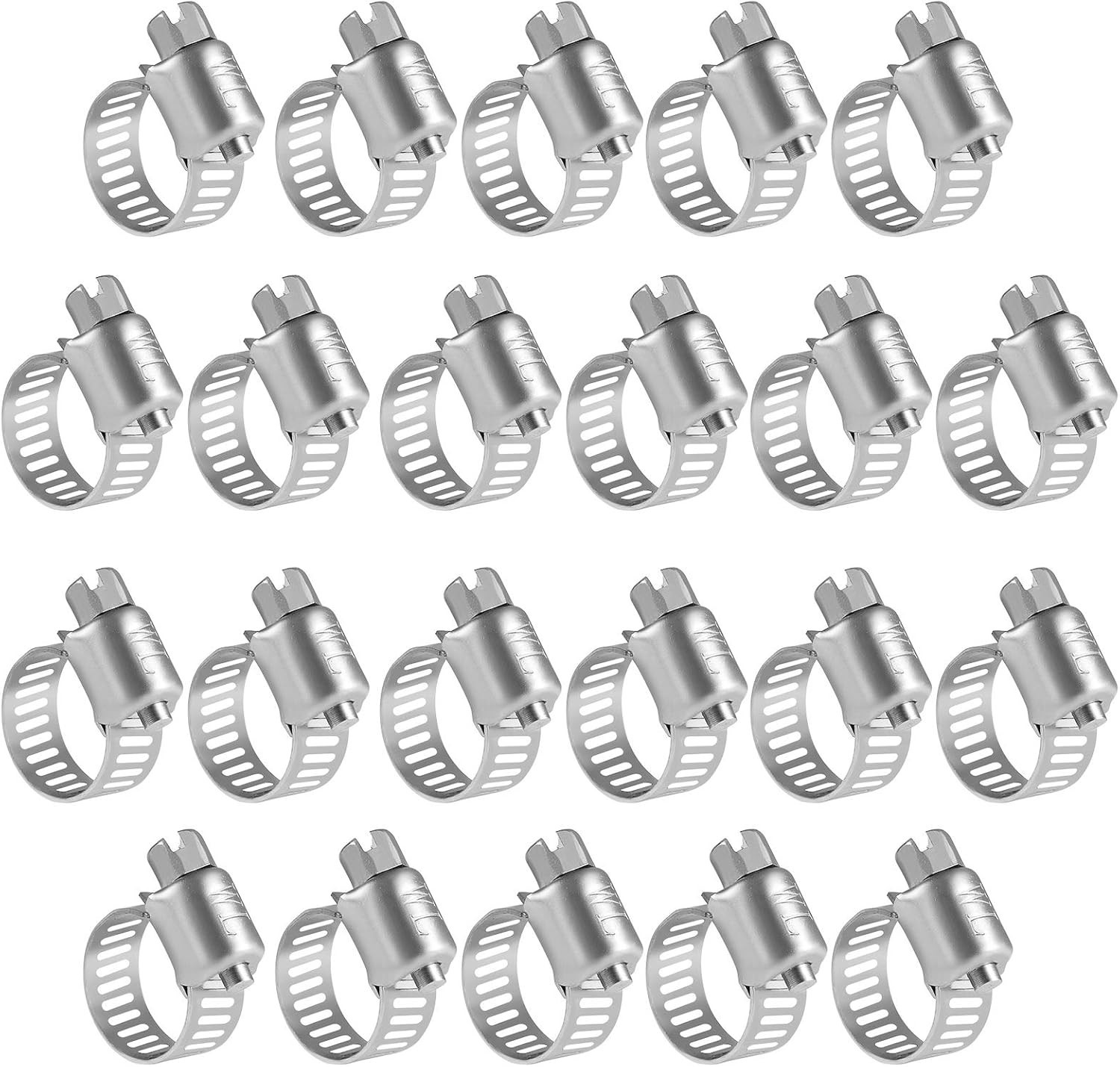 22 Pack Stainless Steel Worm Gear Hose Clamps 5/16"-7/8" Micro Automotive