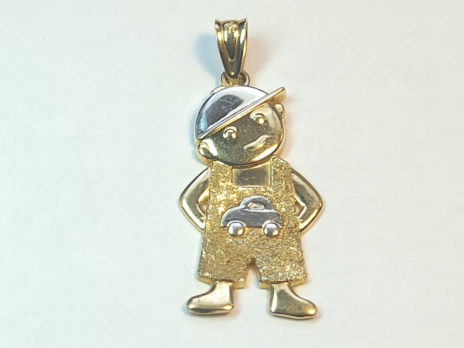Vintage Michael Anthony Cute Boy Child Solid 14k White Yellow Gold Pendant