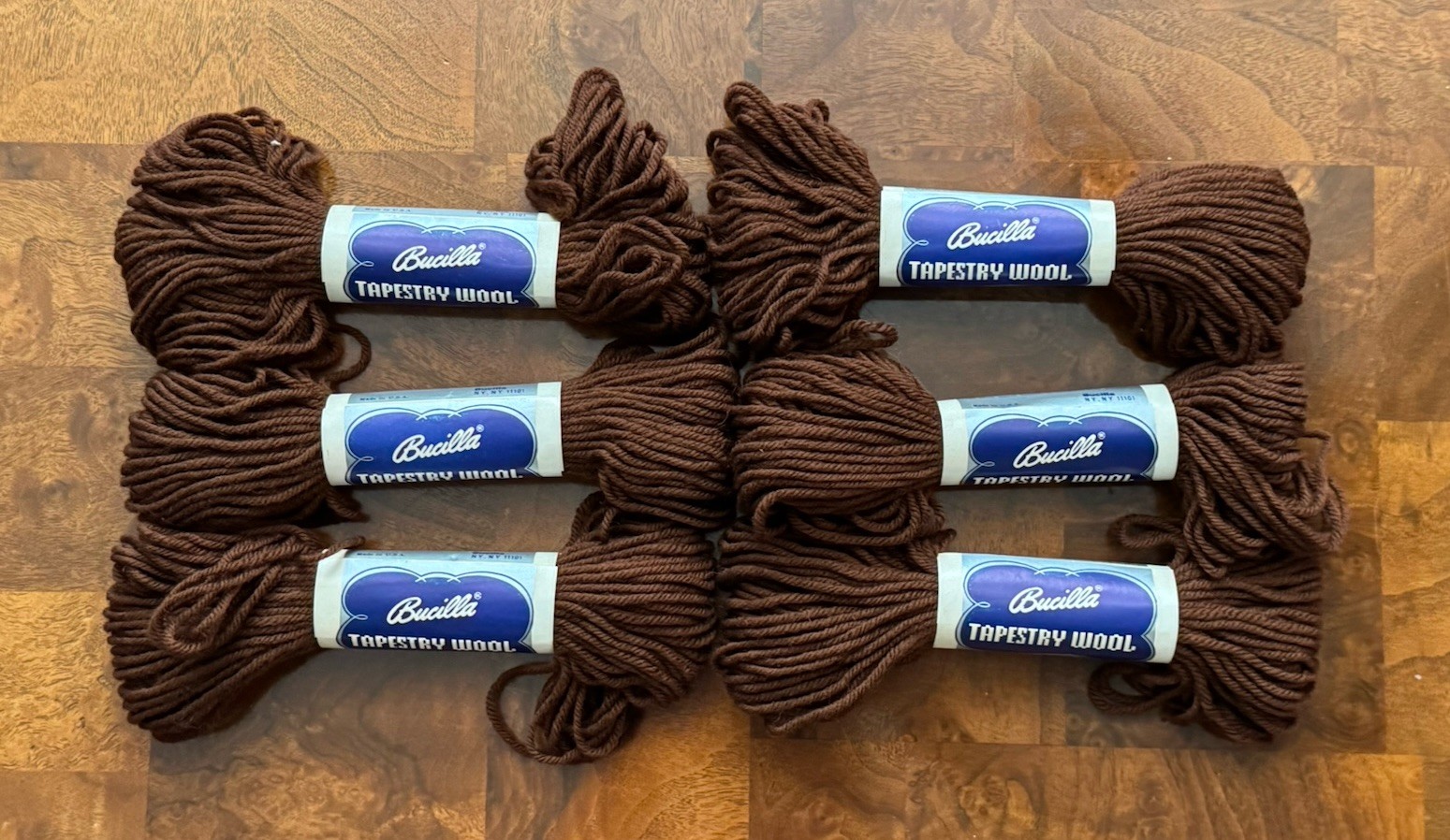 6 Skeins Bucilla Ever-Match Tapestry Wool Brown Crewel Needlepoint Yarn #069