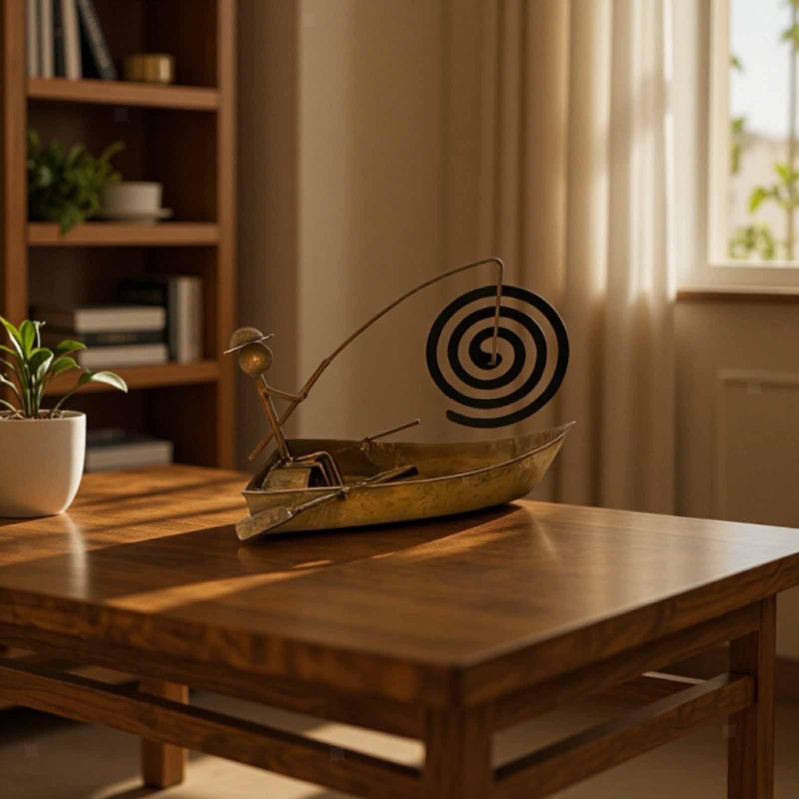 Sailboat Coil Holder Decorative Vintage Style for Indoor Hotel Tea House