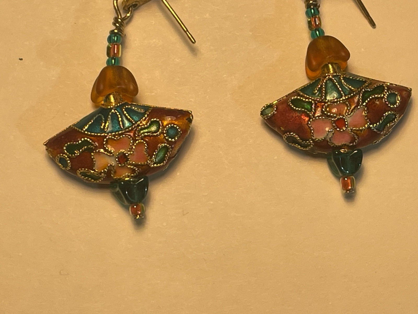 Multi Stone Colored Gold Filigree Drop Earrings