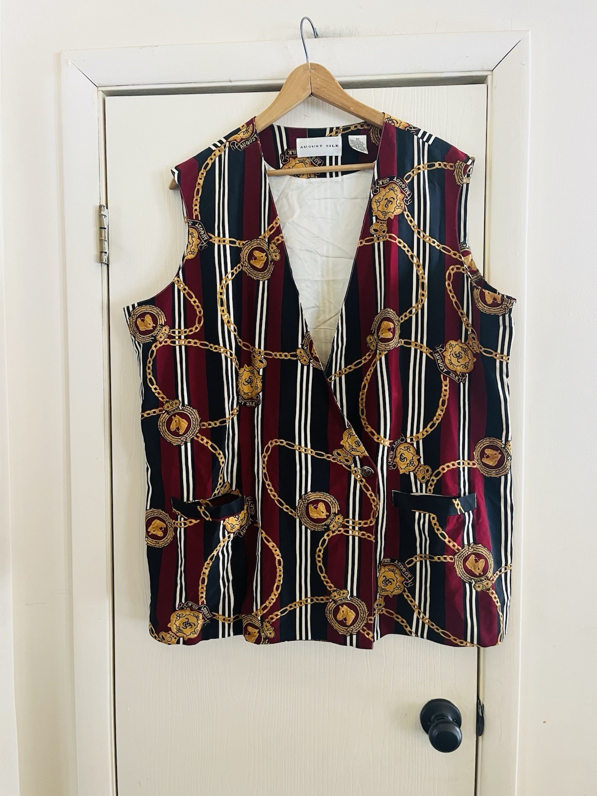 VTG 90s August Silk Town & Country Equestrian Old Money Heritage Vest 22