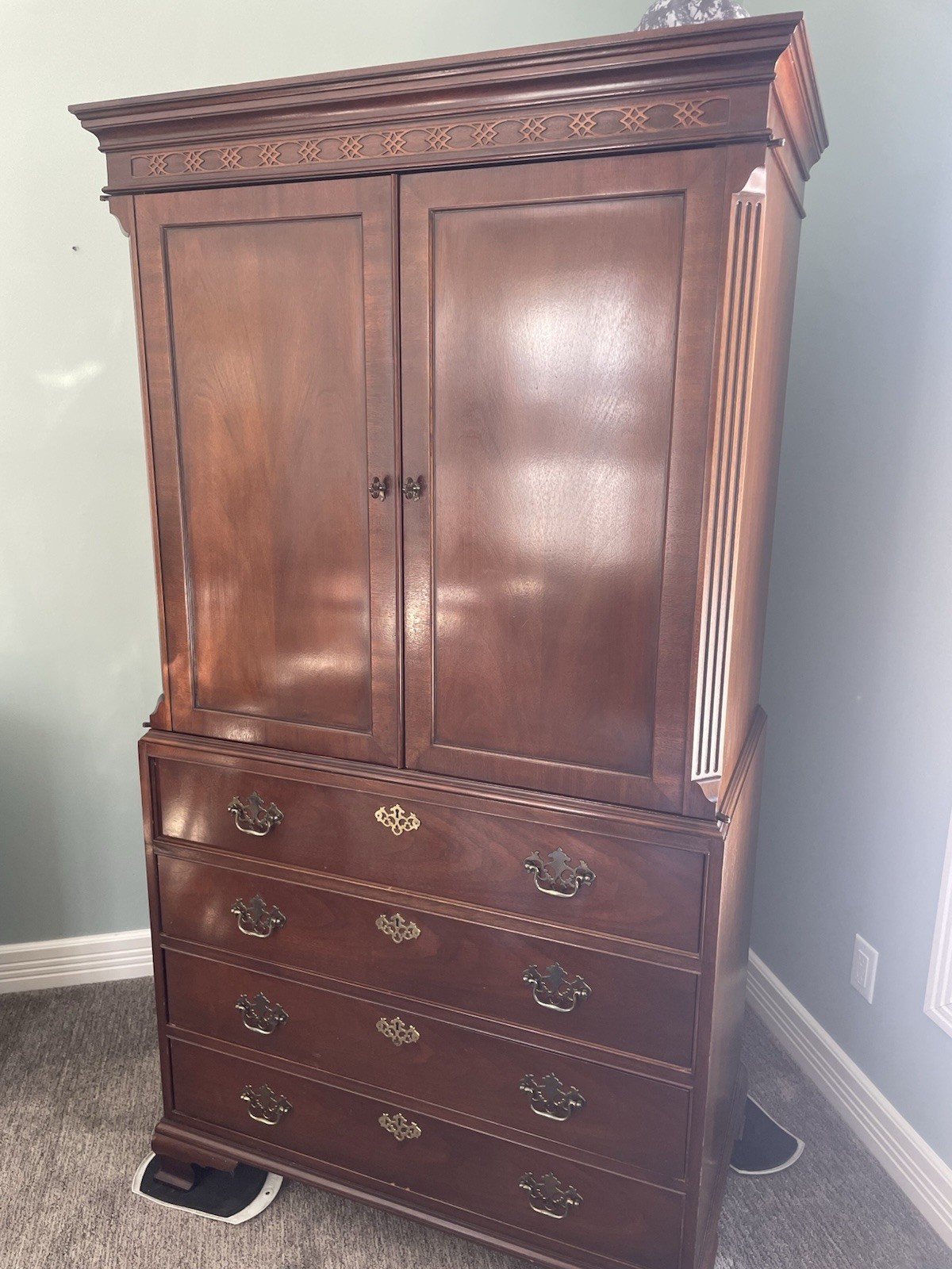 Baker Armoire Wardrobe Cabinet Mahogany Wood