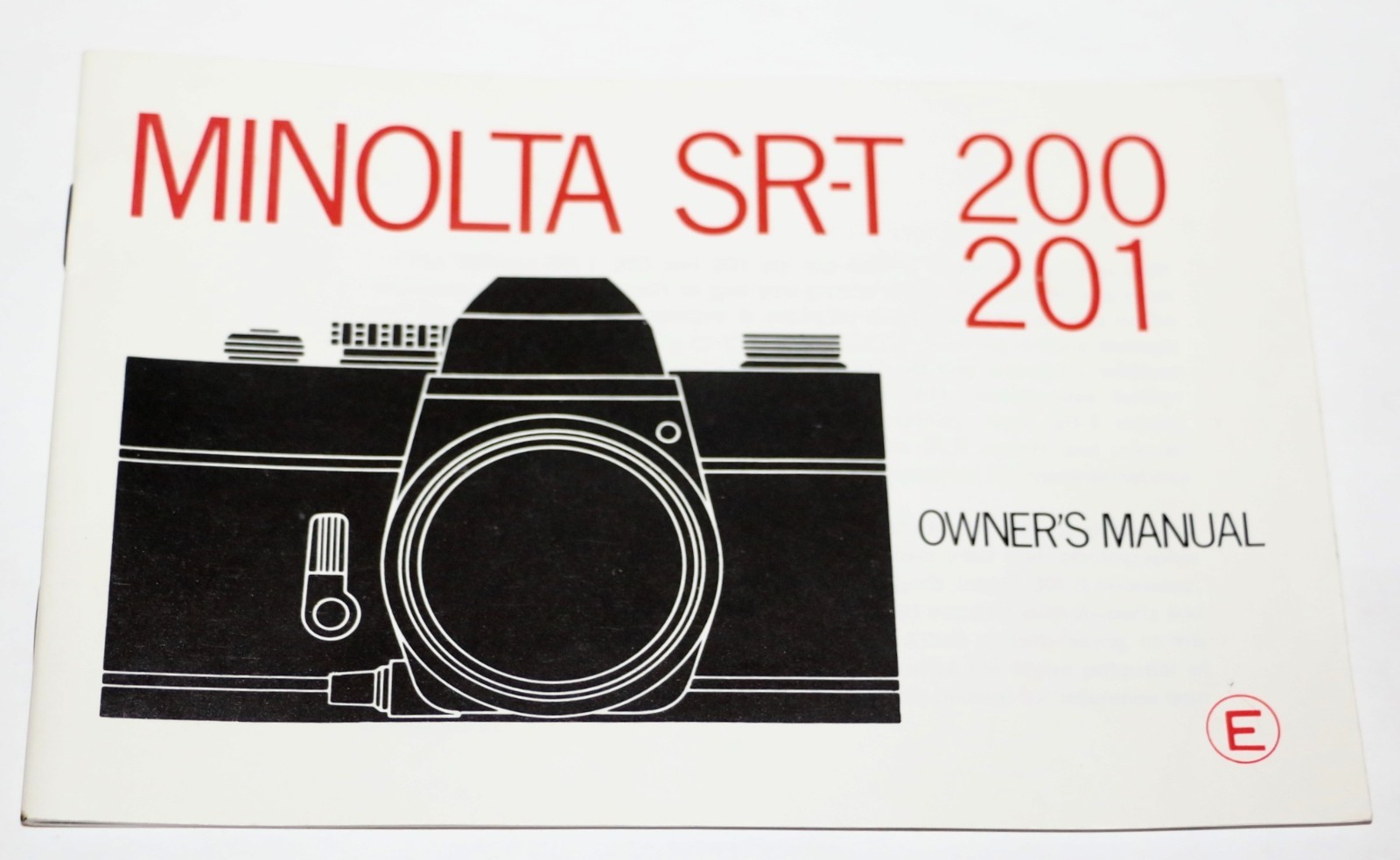 Minolta SR-T  200 201 Original Instructions In English Free USA Shipping NICE
