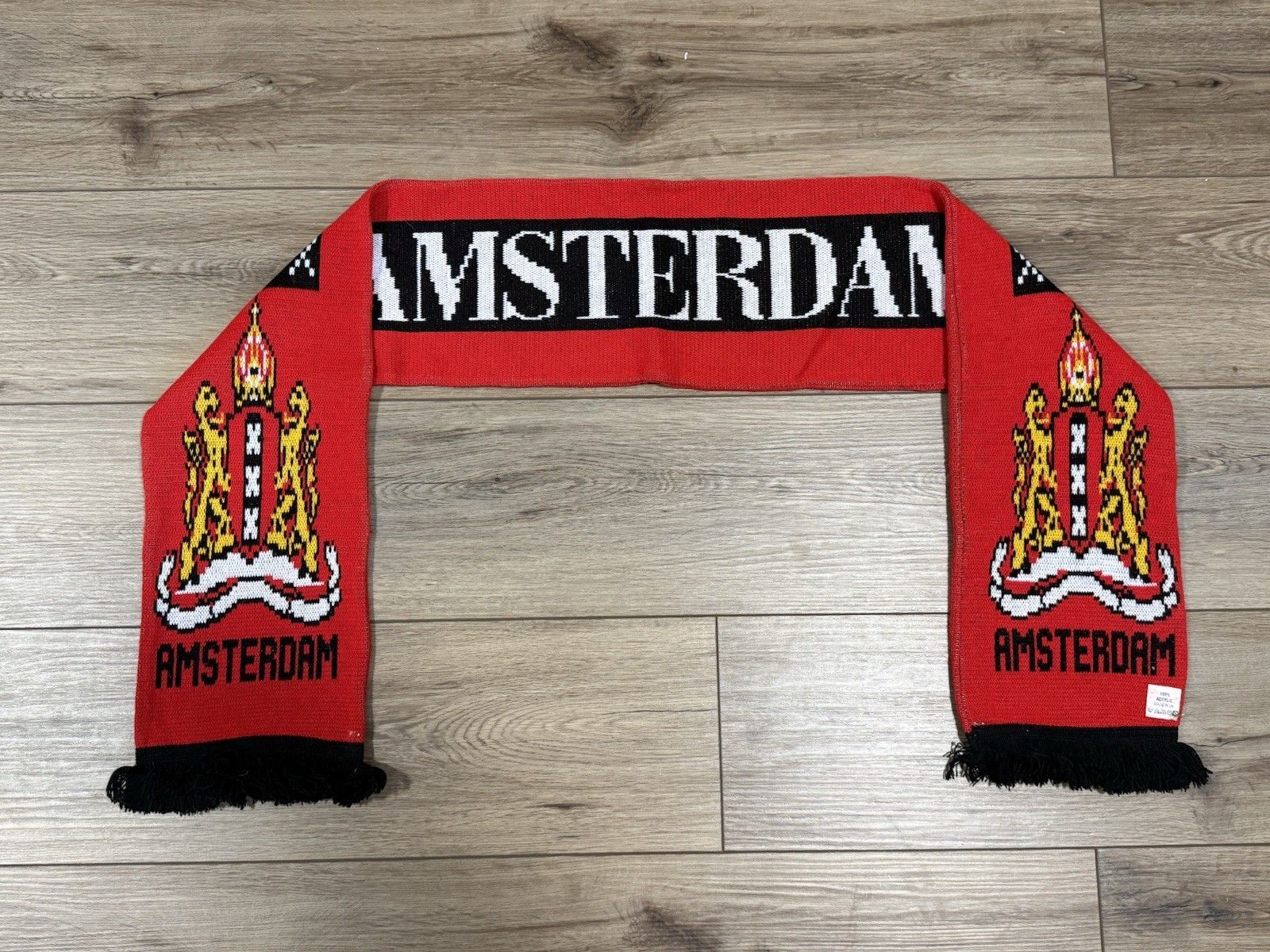 Amsterdam Soccer Football Style Dual Sided Acrylic Fan Scarf 7" x 57"
