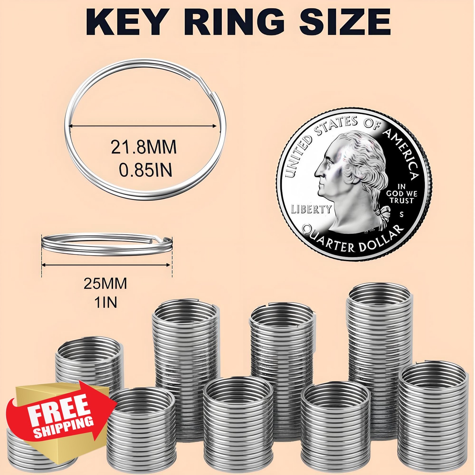 120PCS Split Key Rings 1" Silver Bulk for Keychains and Crafts