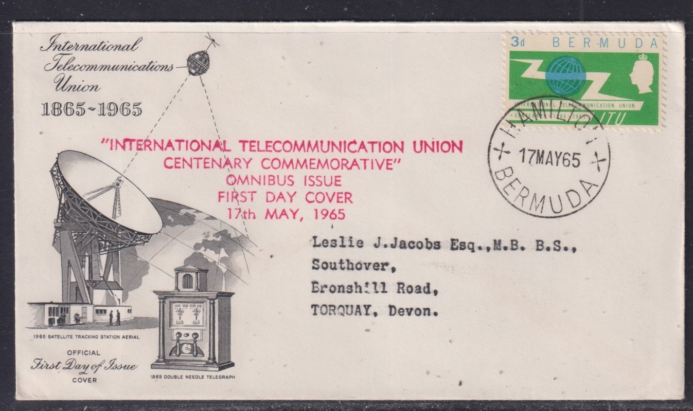 Bermuda 1965 I.T.U. First Day Cover to Torquay UK