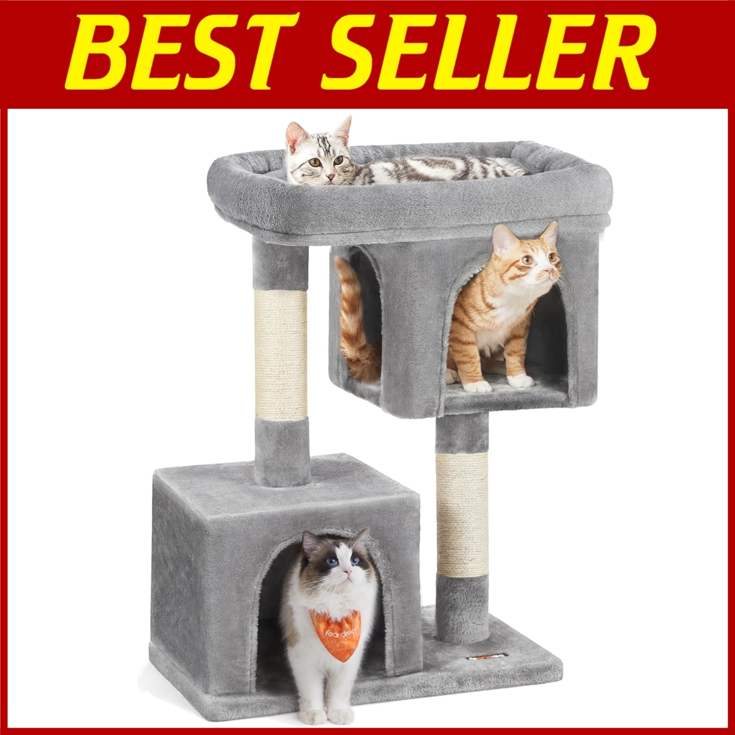 Modern Large Cat Tree Condo with 2 Caves and Perch