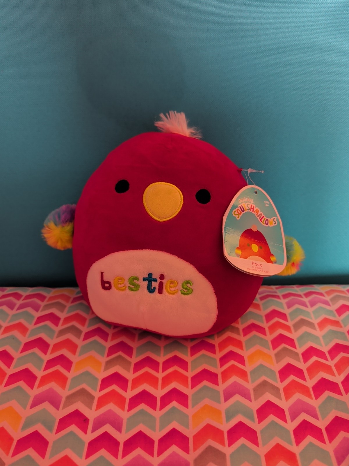 Squishmallows Parrot Plush "Besties" Red Bird Paco The Parrot Stuffed Animal 