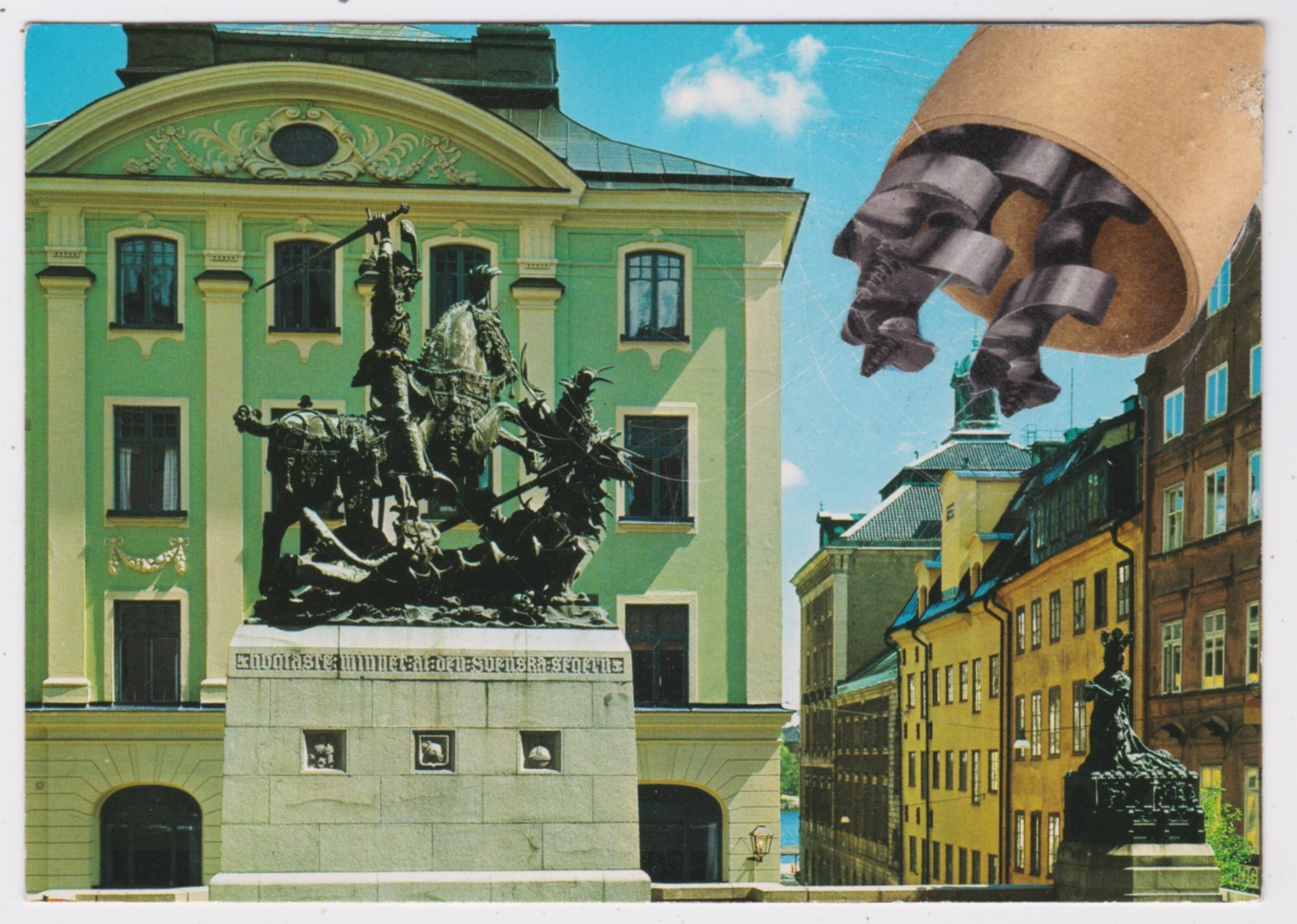 Mail Art David Greenberger "Pouring Out the Bits" original collaged postcard '23