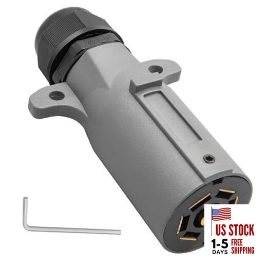  RV 7 Pin Trailer Plug with IP68 Waterproof Seal, Detachable 7 Pin Plug