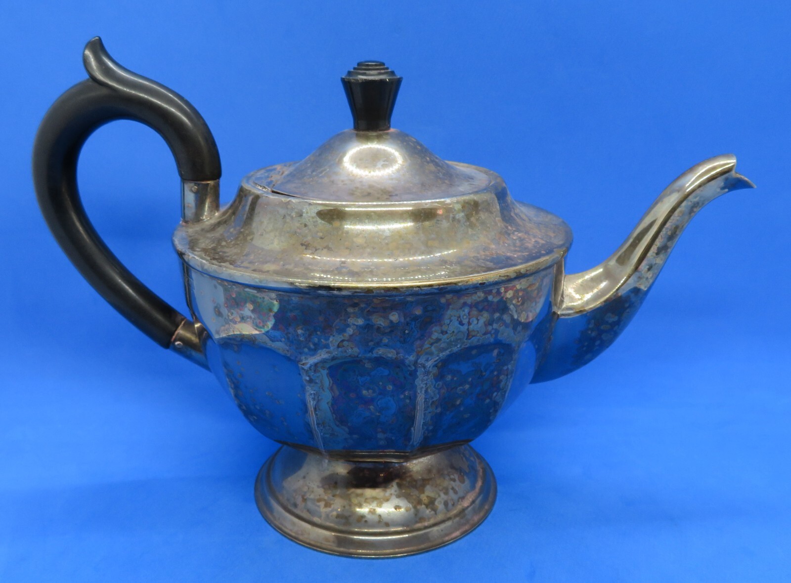 Silver plate electroplate vintage Victorian antique footed teapot
