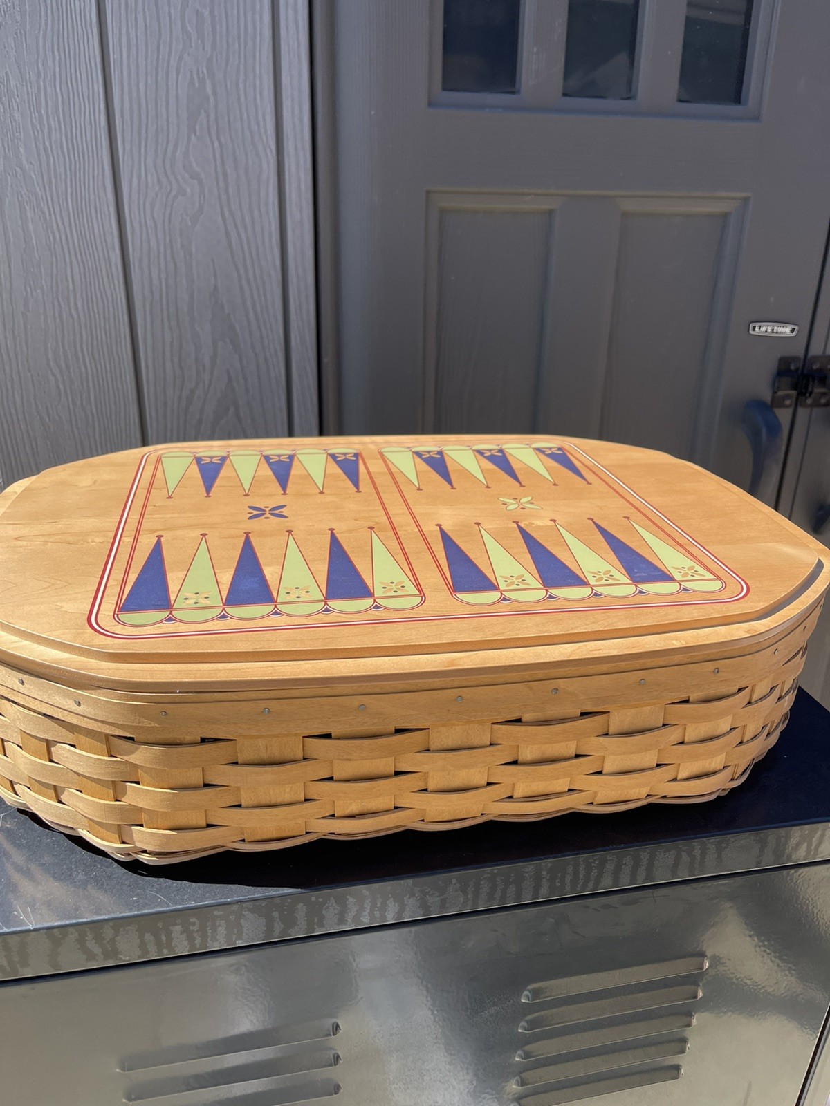 Longaberger All In One Game Basket Combo Chess Backgammon Checkers 2005