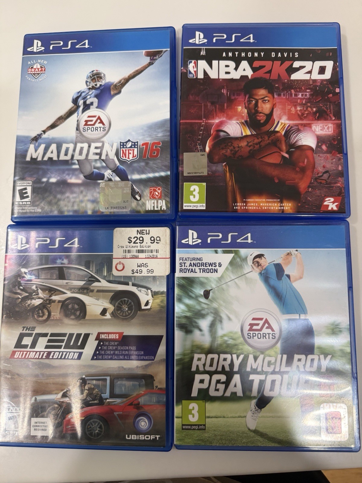 EA Sports, 2K, Ubisoft PS4 Sports & Racing Game Lot: Madden NFL 16, NBA 2K20, T…