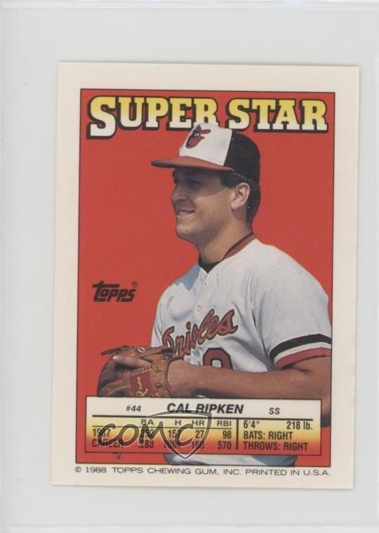 1988 Super Star Sticker Back Cards Cal Ripken Jr Don Robinson Jim Presley 7j0