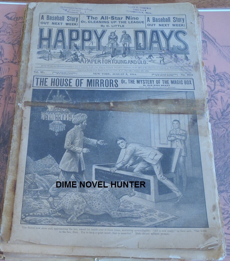 1914 HAPPY DAYS #1034A OLD KING BRADY FRANK TOUSEY STORY DIME NOVEL STORY PAPER