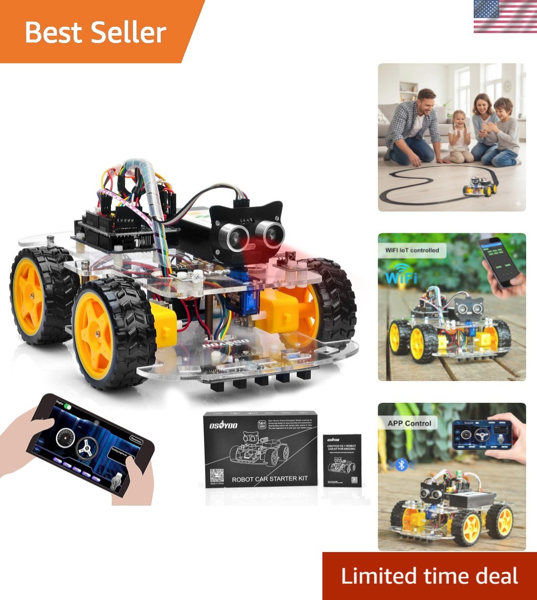 Osoyoo V2.1 Arduino STEM Robot Car Kit - Educational Robotics for Teens & Adults