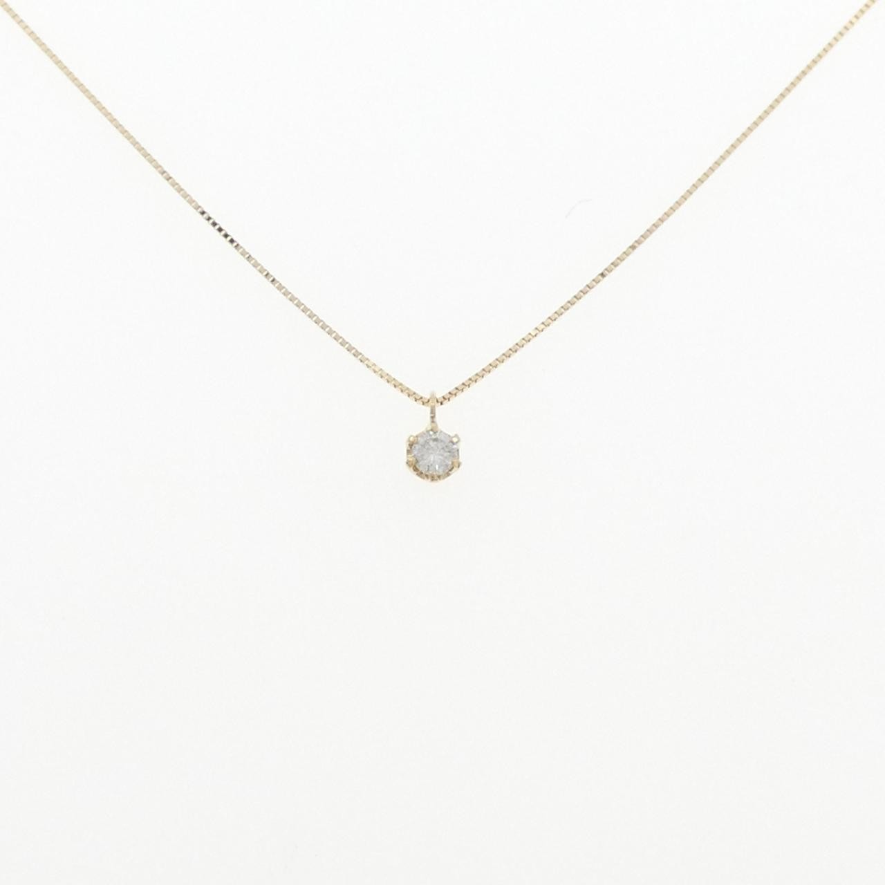 Authentic 18K Yellow Gold Solitaire Diamond Necklace 0.08CT #260-004-452-8324