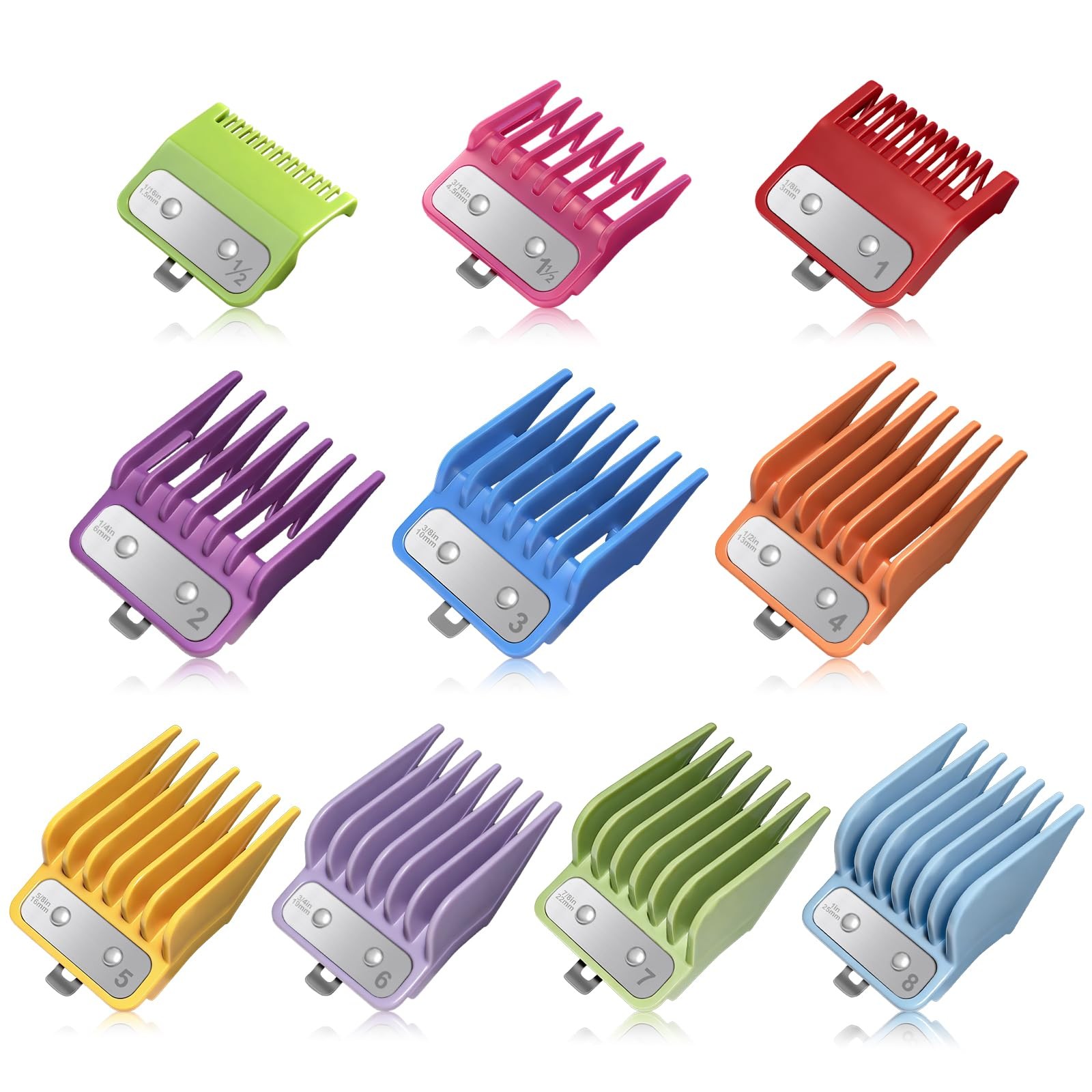 10 Pcs Clipper Guards Set for Wahl with Metal Colorful 