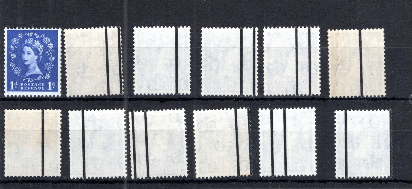 SG 588a  MISPLACED GRAPHITE LINES 1958  1d 12 VARIOUS POSITIONS  STAMPS MNH