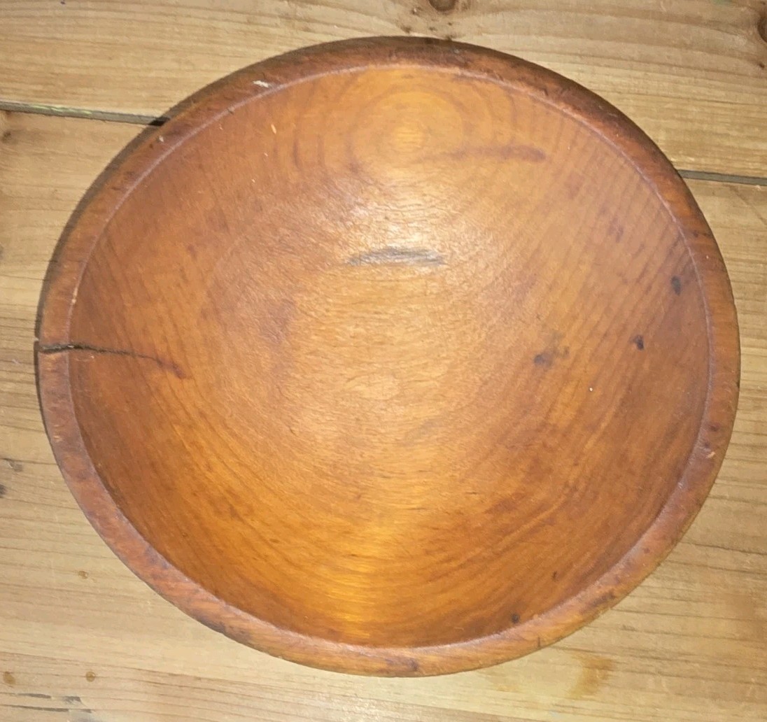 Mid Century Primitive Rustic Wooden Bowl 9" Wide 2" Tall
