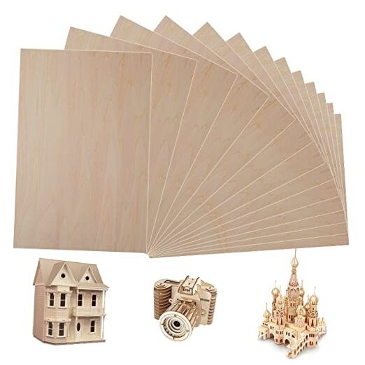 Pieces Basswood Sheet, 1/16 x 12 x 8 Inch Thin Plywood Wood Sheets for Crafts 20