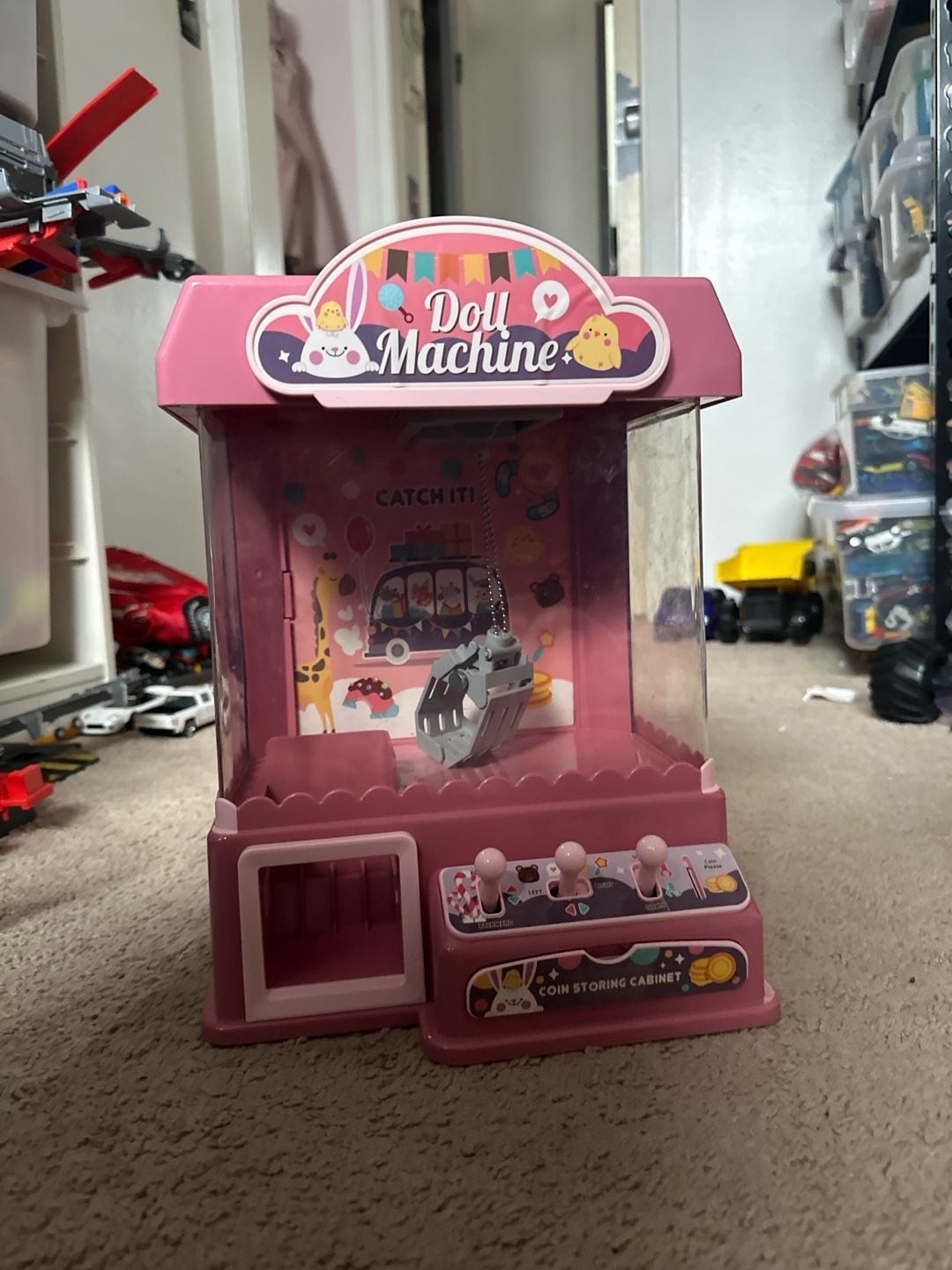 Arkyomi Pink Mini Doll Claw Machine Arcade Toy with Lights and Music