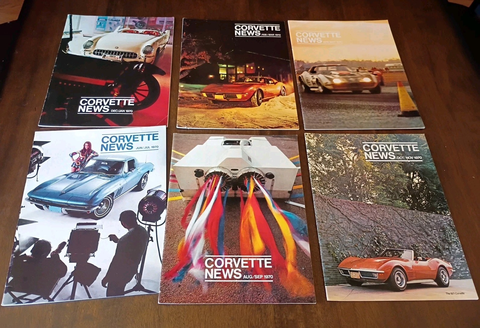 Vintage Corvette News Magazines 1970 Complete Year - 6 issues Set (Bimonthly)