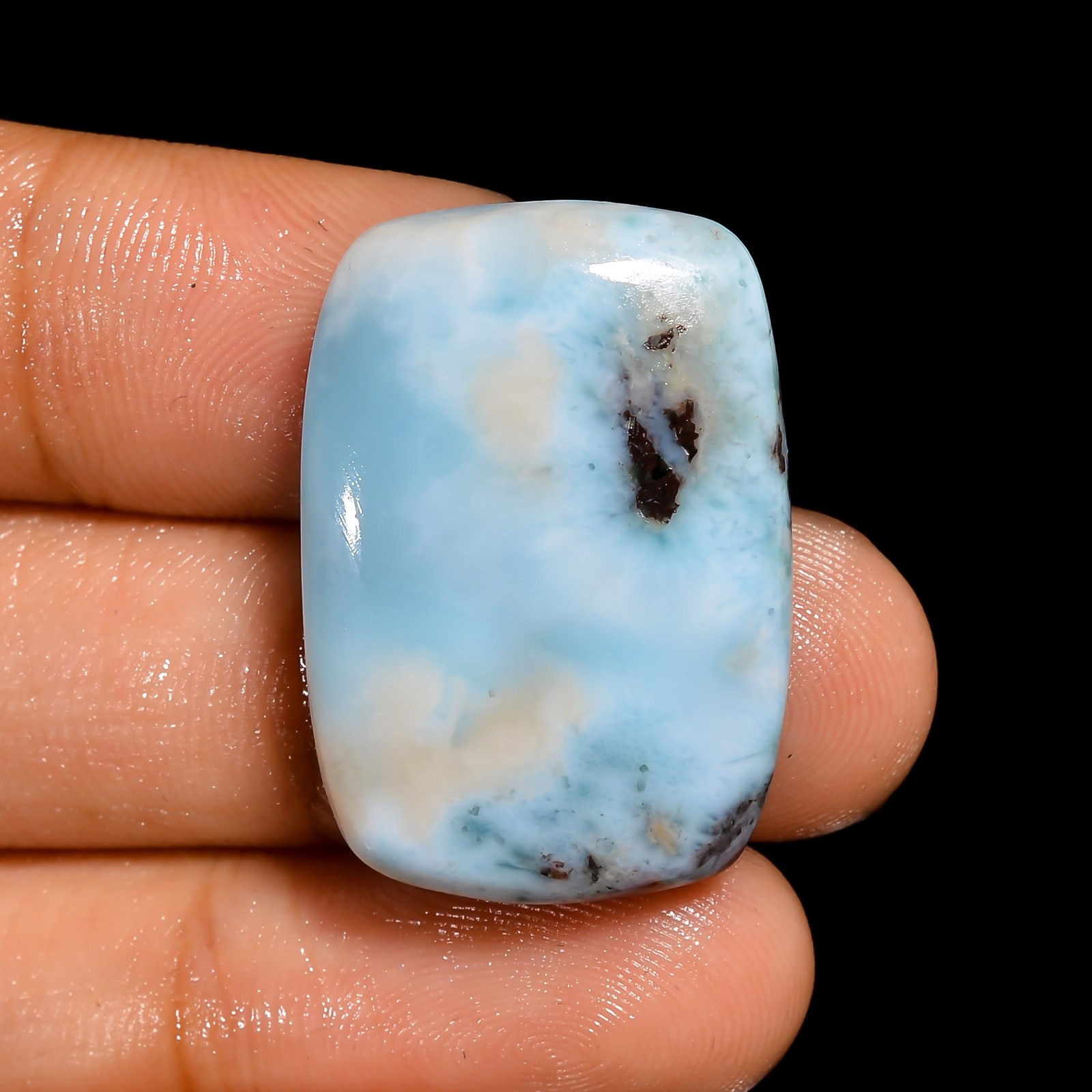Natural Larimar Radiant Shape Cabochon Loose Gemstone 36.5 Ct. 27X19X6 mm A-1729