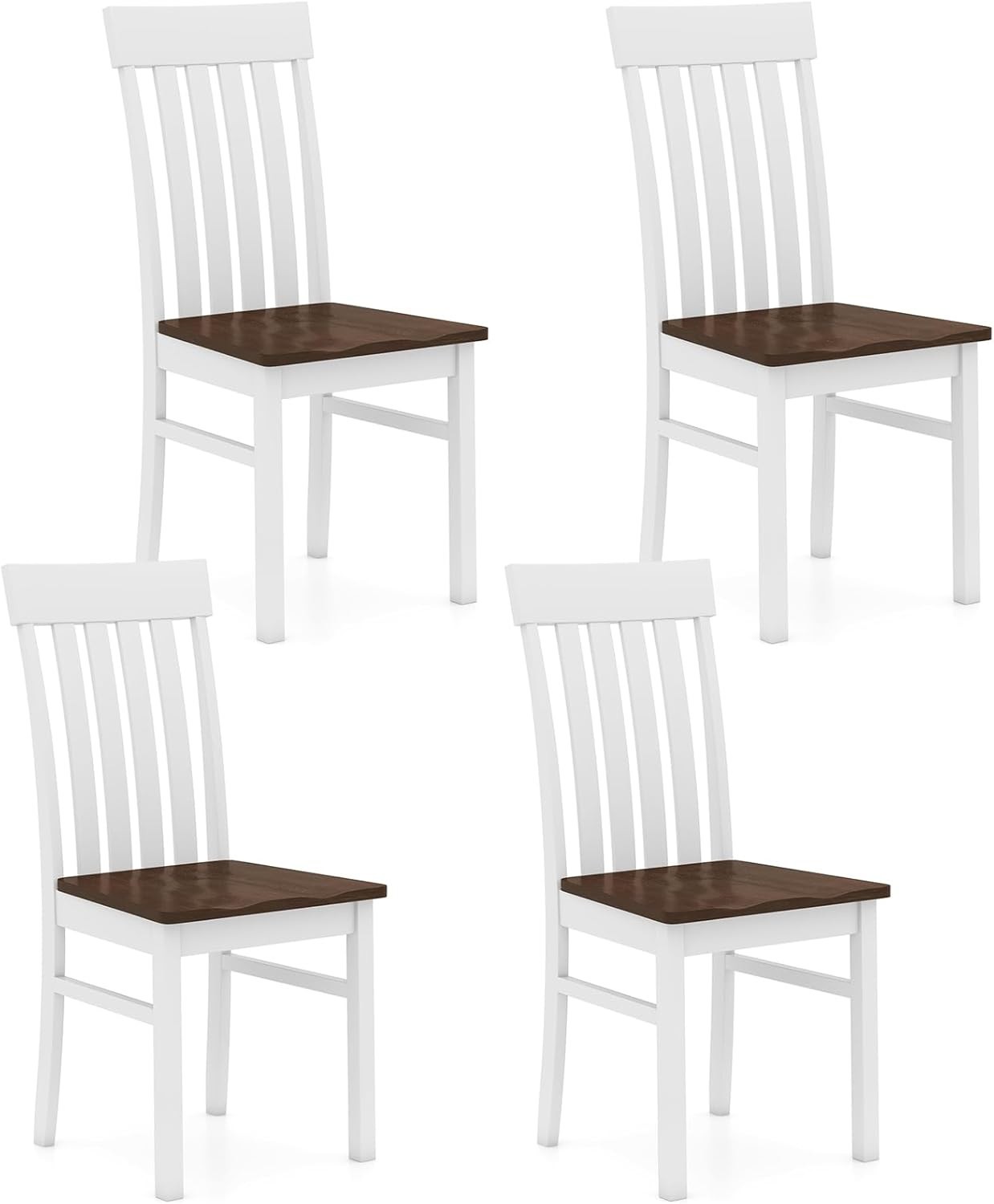Giantex Wooden Dining Chairs Set of 4, Farmhouse Kitchen Chair with Hollowed Bac