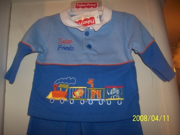 NEW FISHER PRICE SAFARI FRIENDS 2PC OUTFIT BABY BLUE