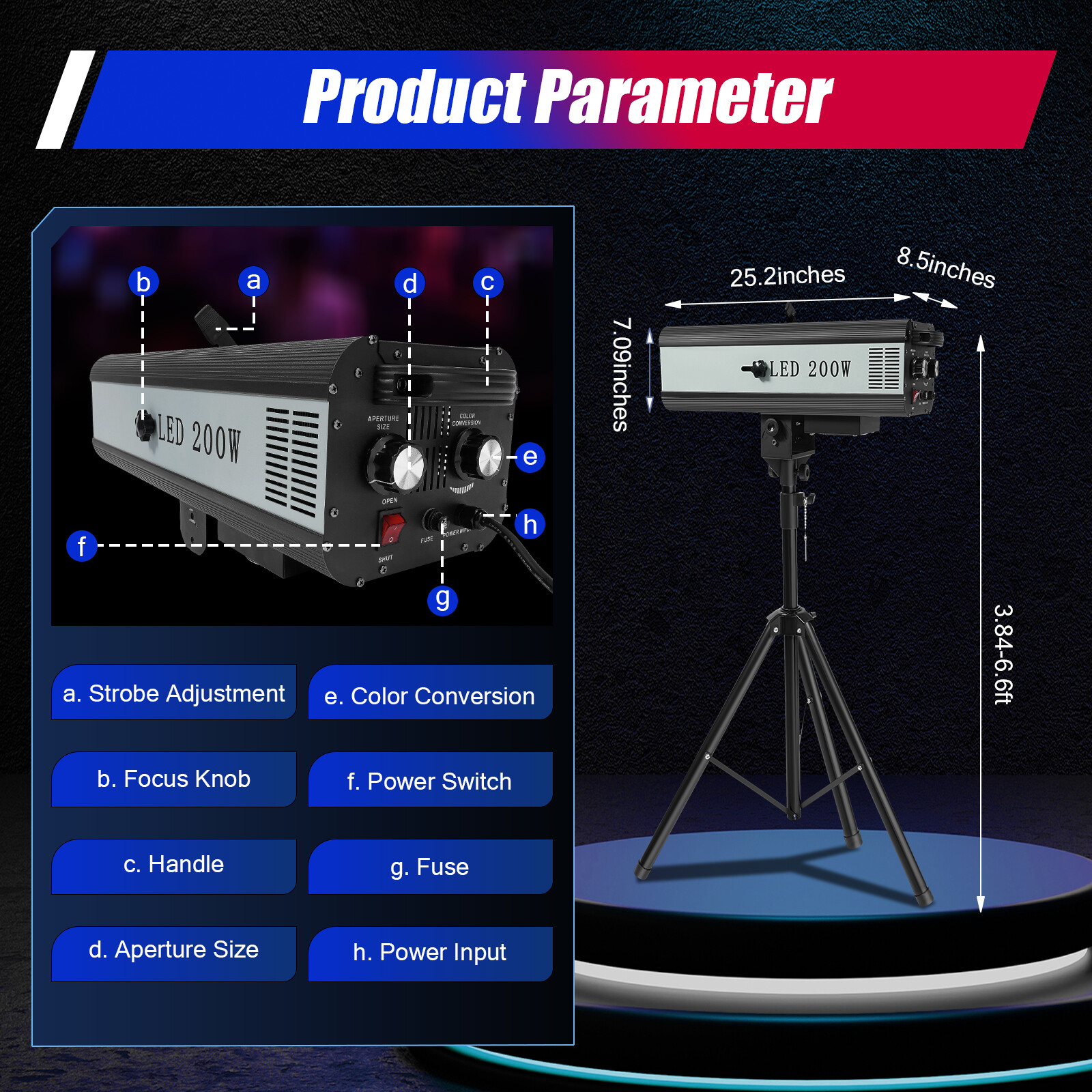 LED Follow Spotlight With Stand Manual Control Party Theater DJ Disco Stage Lamp