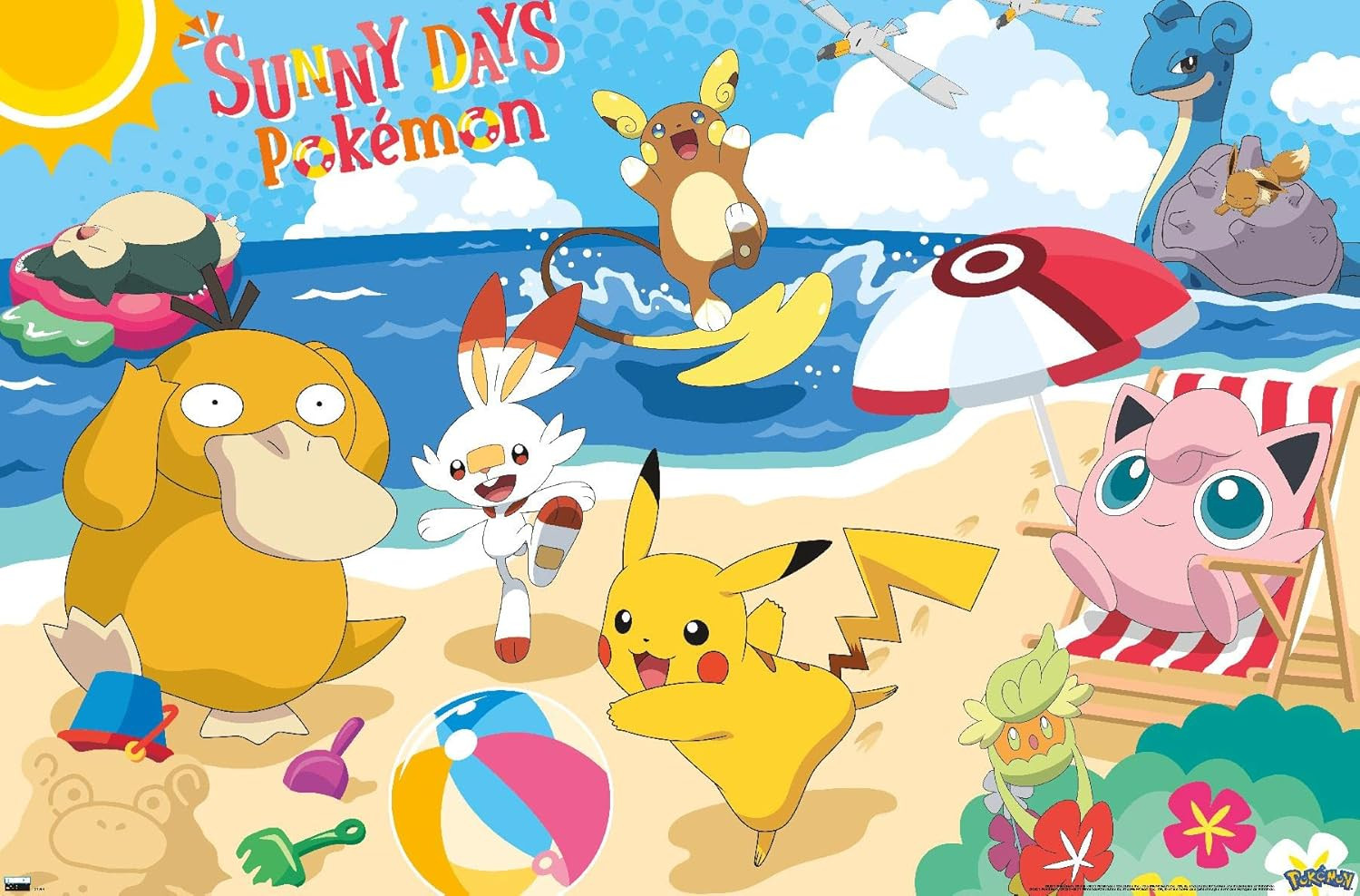 Pokémon - Beach Party Wall Poster, 34L" X 22.4W", Unframed Version