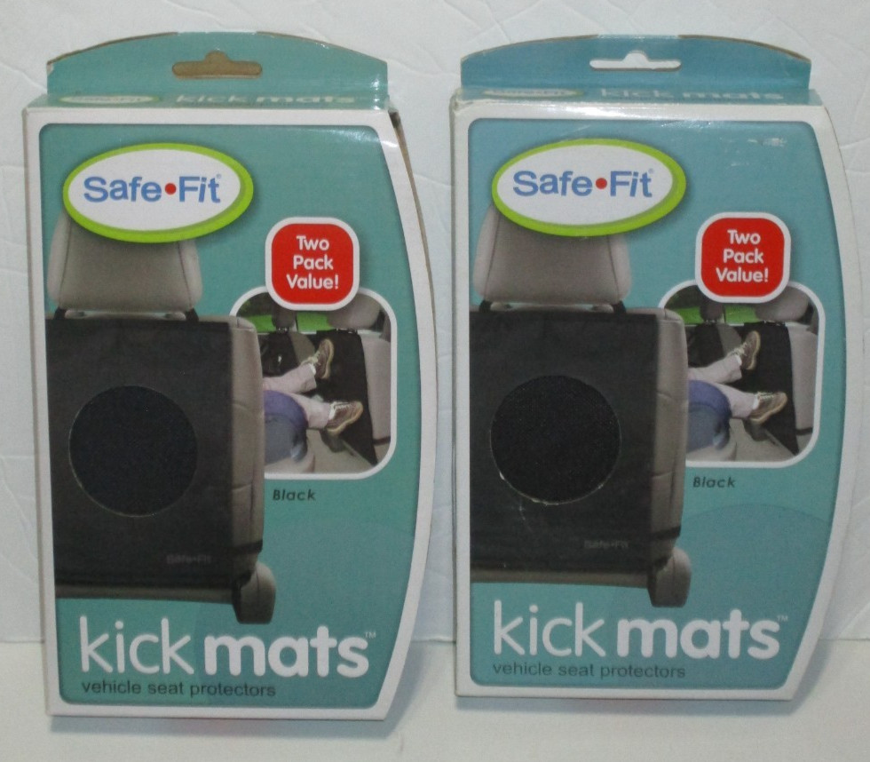Safe Fit Kick Mats Vehicle Seat Protectors 2 Pack Black New Child Car Safety
