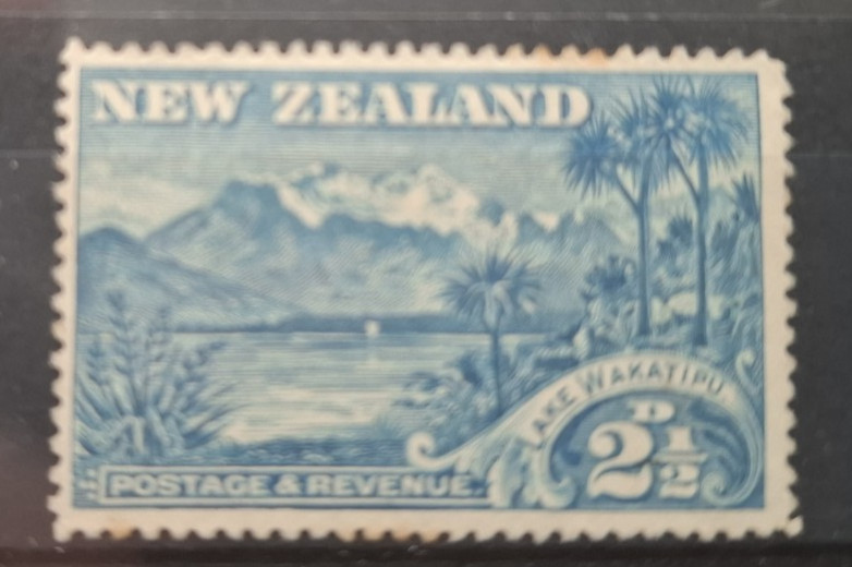 New Zealand 1898 2 1/2d blue, toned, hinged mint single value