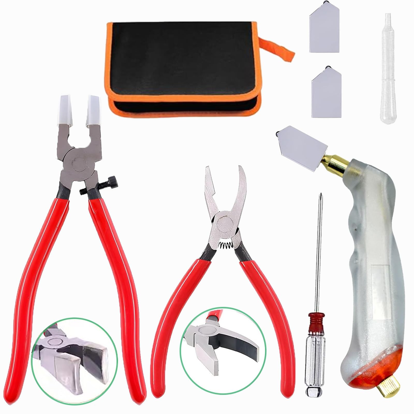 Glass Cutting Tool Kit,Glass Cutters Tools Set with Oil Feed Glass Cutter Gla...