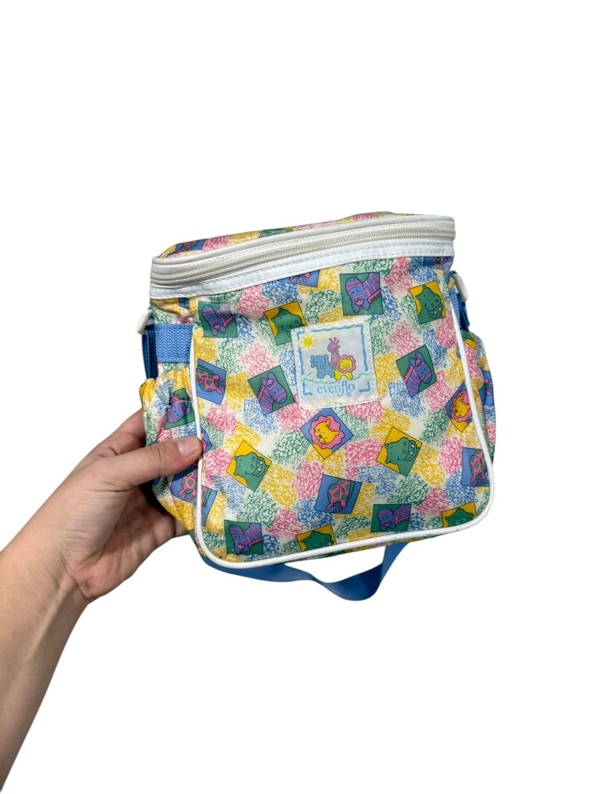 Vintage 90's Evenflo Zoo Animals Small Diaper & Baby Bottle Bag Case 10”Wx8”Tx4"