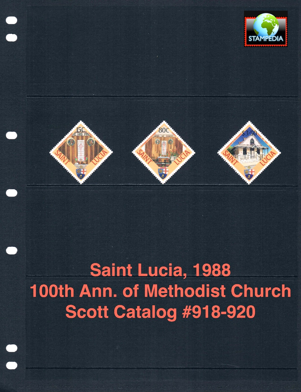 $3.10 Scott Value - 1988 ST LUCIA Methodist Church 100 Years CV MNH NH UMM