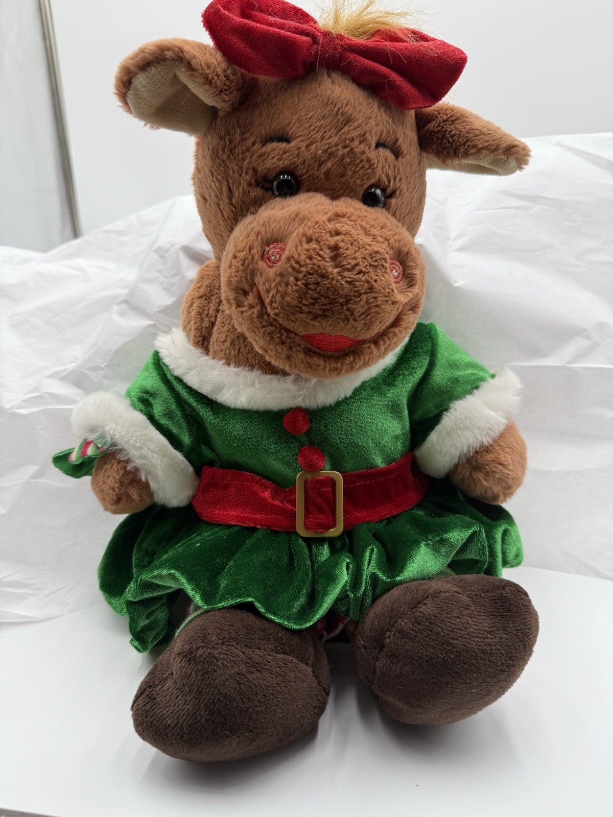 Build A Bear Holly Girl Moose In Her Christmas Dress