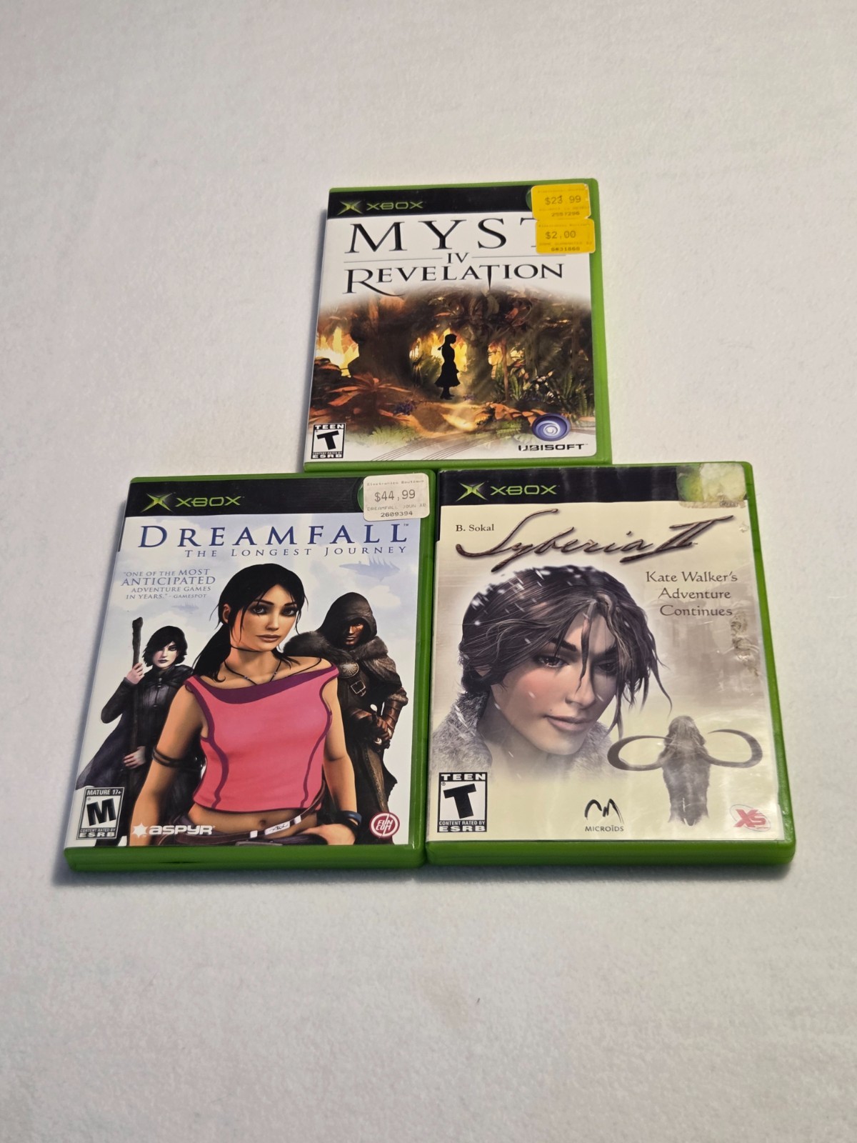 Dreamfall Syberia II & Myst IV games lot Microsoft Xbox Complete CIB