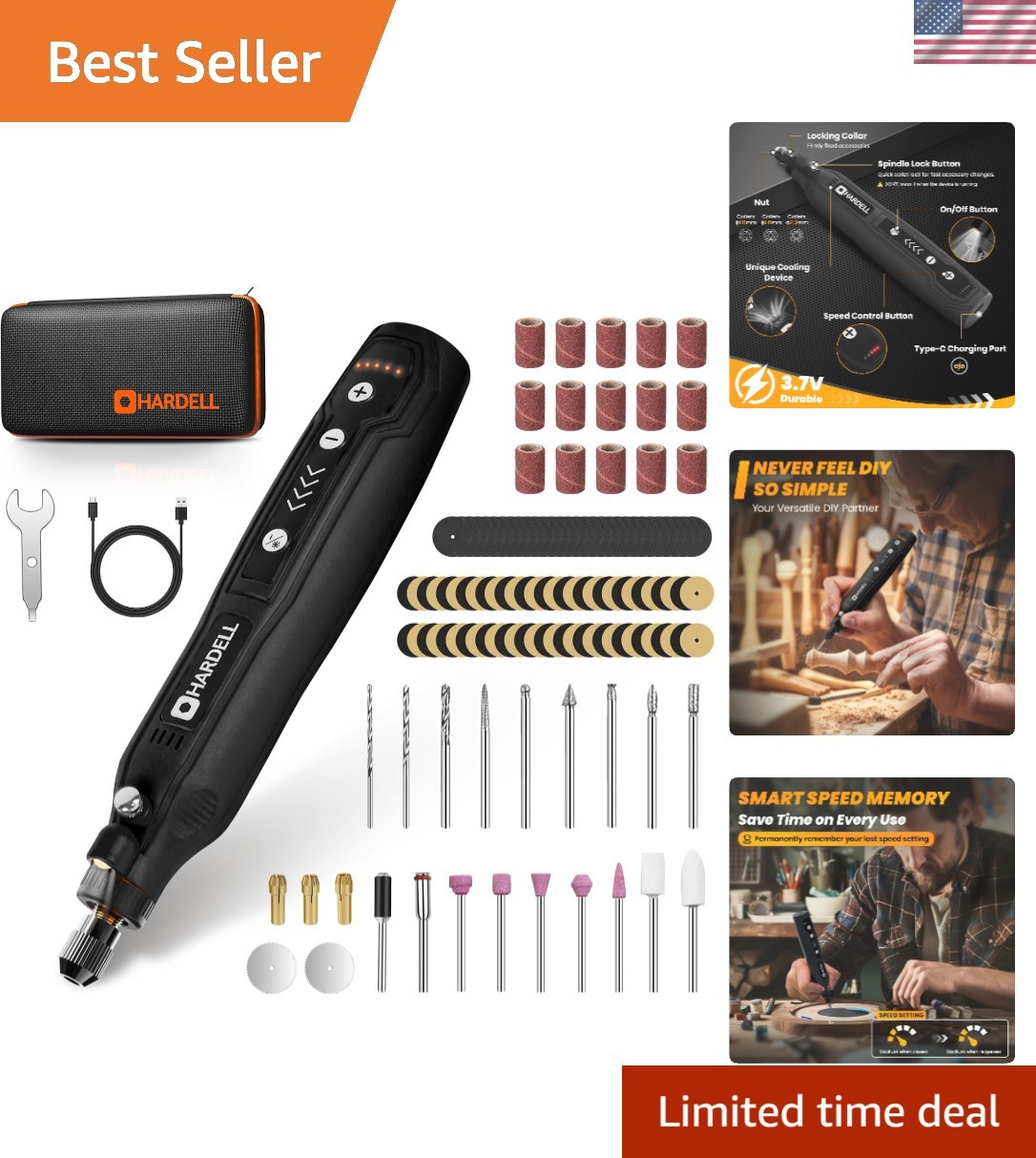 Mini Cordless Rotary Tool Kit, 5-Speed and USB Charging with 69 Accessories, ...