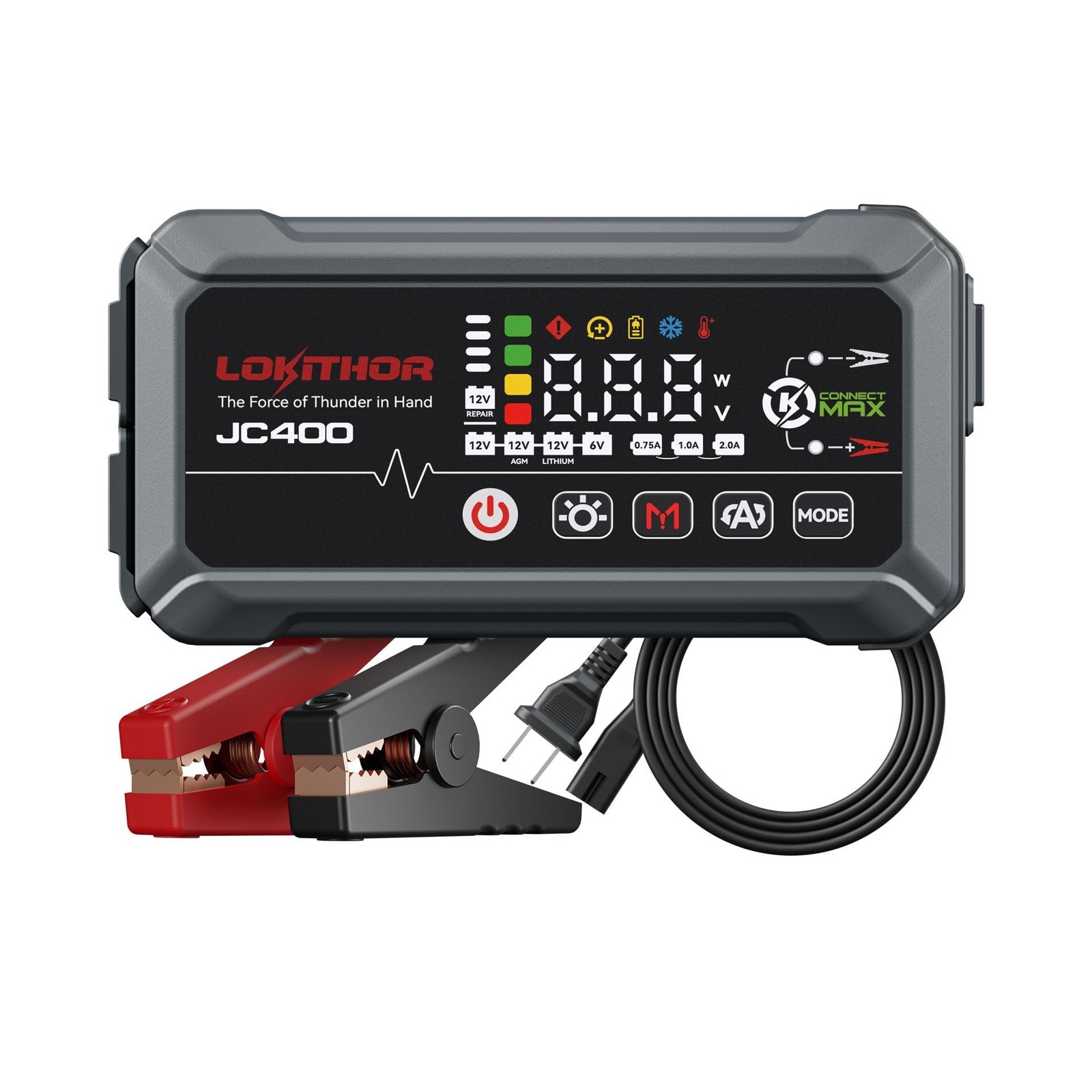 LOKITHOR JC400 9-in-1 Battery Charger and Jump Starter, 2500A 12V Portable Ju...